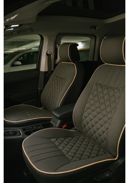 Mitsubishi Carisma 2000 ve Sonrası Uyumlu Oto Koltuk Minderi Ergonomik Elegance 2'li Lüks Set Koyu Bej