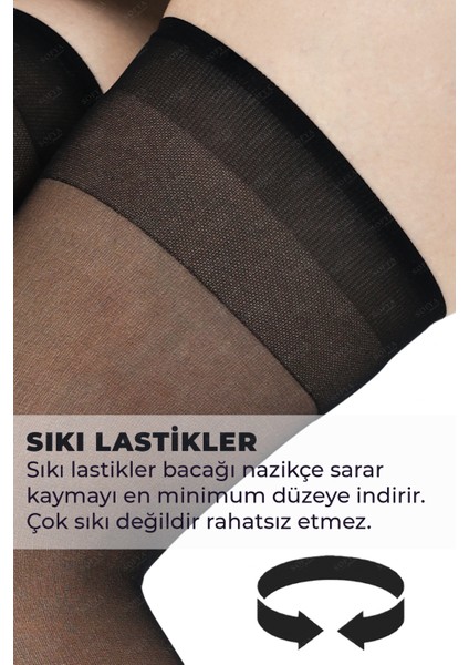 Siyah Diz Üstü Jartiyer Çorap - Burun Takviyeli Dayanıklı Esnek Siyah Kadın Çorabı fiyatları