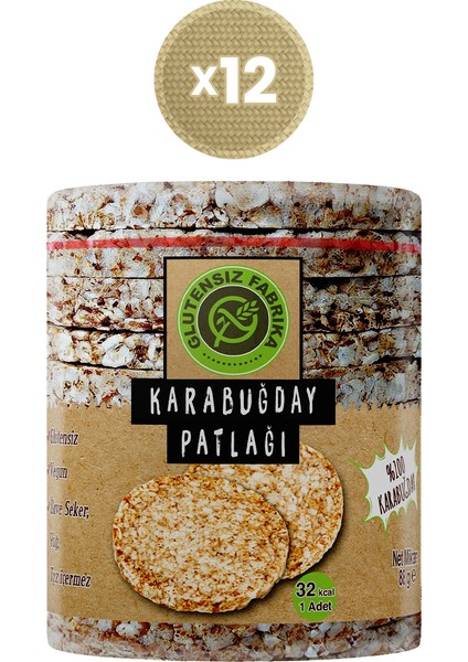 Karabuğday Patlağı Sade 88 g x 12 Paket (Glütensiz & Vegan)