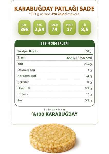 Karabuğday Patlağı Sade 88 g x 12 Paket (Glütensiz & Vegan) indirimleri