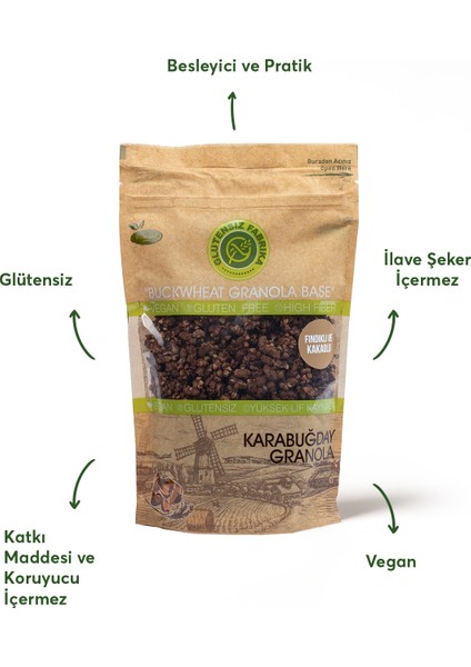 Fındık ve Kakaolu Yulaf & Karabuğday Granola 300 g (Glütensiz & Vegan) modelleri