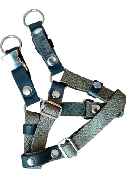 Köpek göğüs tasması hakiki deri minik ırk yeşil genişlik:1,5cm göğüs ölçüsü:25-40cm ayarlamalı dog harness GT1-27