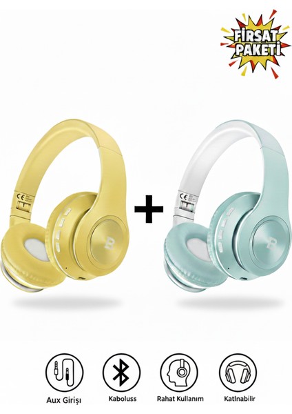 Kablosuz Kulaküstü Bluetooth Kulaklık Stereo-Mikrofon-Aux HK-036