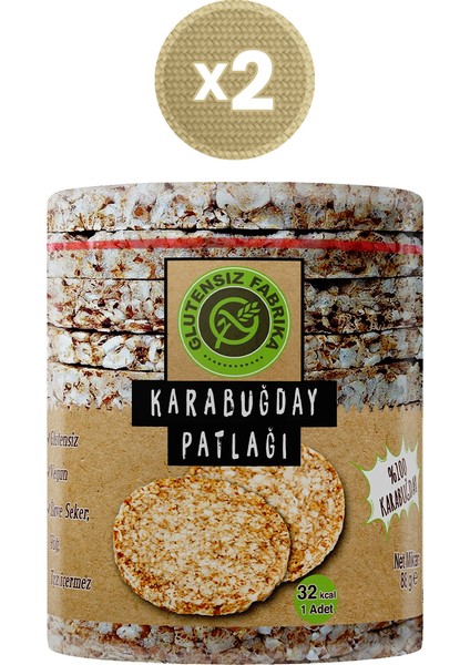 Karabuğday Patlağı Sade 88 g x 2 Paket (Glütensiz & Vegan)