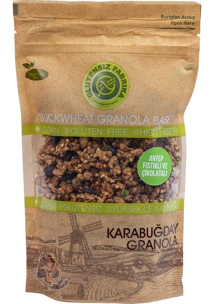 Antep Fıstıklı ve Çikolatalı Yulaf & Karabuğday Granola 300 g (Glütensiz & Vegan)