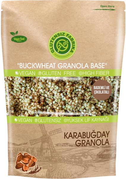 Badem ve Çikolatalı Yulaf & Karabuğday Granola 300 g (Glütensiz & Vegan)