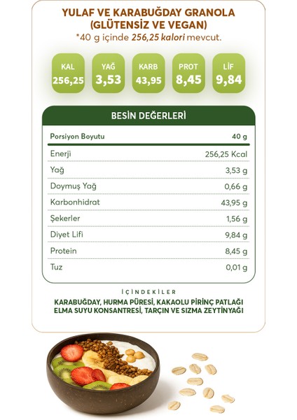 Yulaf & Karabuğday Granola 300 g (Glütensiz & Vegan) indirimleri