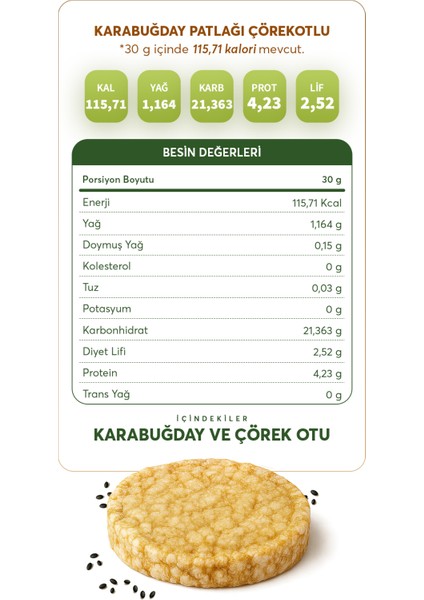 Karabuğday Patlağı Çörekotlu 24 G x 10 Paket (Glütensiz & Vegan) indirimleri