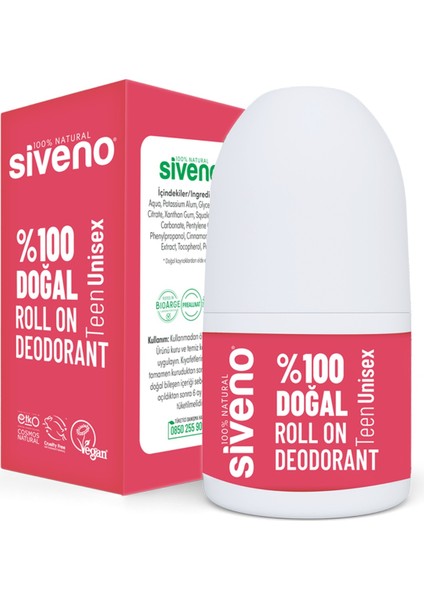 %100 Doğal Roll On Teen Unısex Deodorant Koku Önleyici Bitkisel Lekesiz Vegan 50 ml fiyatları