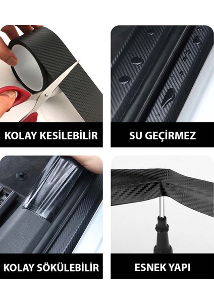 Siyah Karbon Şerit Folyo Araç Eşik Kapı Direk Kaplama Folyosu- Ragle Hediyeli indirimleri