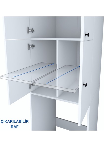 KD114 Çamaşır Makinesi Dolabı 4 Kapaklı 5 Raflı Banyo Dolabı Beyaz indirimleri