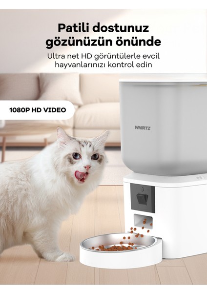 Kameralı & Ses Kontrollü 7 Litre Akıllı Mama Kabı – Otomatik Besleme Çözümü - Uygulamadan Kontrollü indirimleri