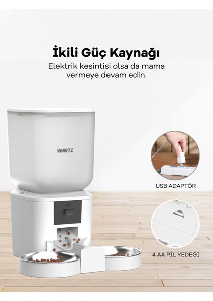 Kameralı & Ses Kontrollü 7 Litre Akıllı Mama Kabı – Otomatik Besleme Çözümü - Uygulamadan Kontrollü