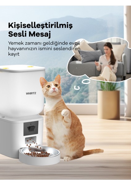 Kameralı & Ses Kontrollü 7 Litre Akıllı Mama Kabı – Otomatik Besleme Çözümü - Uygulamadan Kontrollü