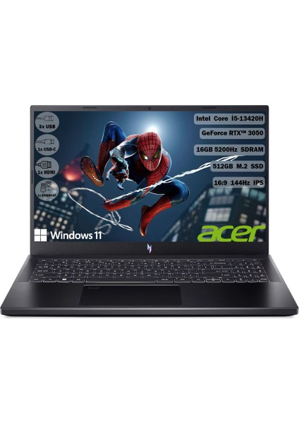 Nitro V 15 I5-13420H 16 GB 512 GB SSD Rtx 3050-6GB Windows 11 15.6" Fhd 165 Hz NH.QNCEY.005