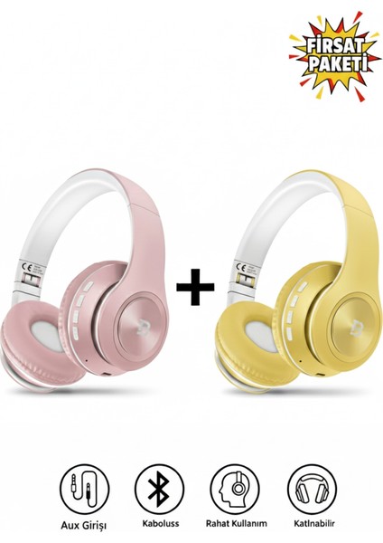 Kablosuz Kulaküstü Bluetooth Kulaklık Stereo-Mikrofon-Aux HK-036