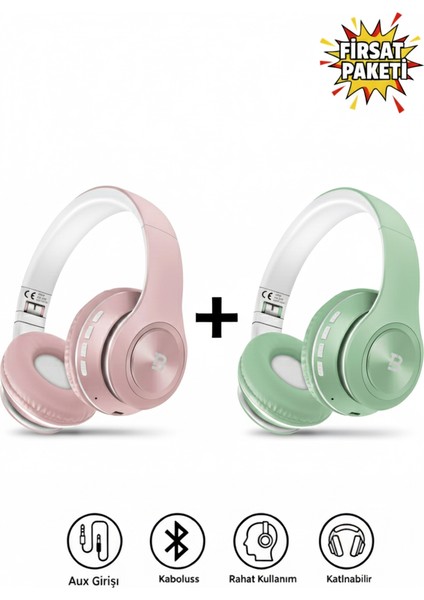 Kablosuz Kulaküstü Bluetooth Kulaklık Stereo-Mikrofon-Aux HK-036