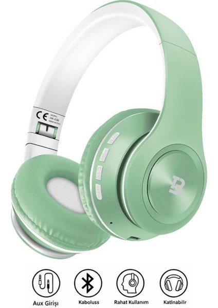 Kablosuz Kulaküstü Bluetooth Kulaklık Stereo-Mikrofon-Aux Sd Kart HK-036