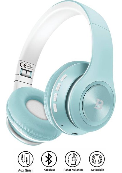 Kablosuz Kulaküstü Bluetooth Kulaklık Stereo-Mikrofon-Aux Sd Kart HK-036