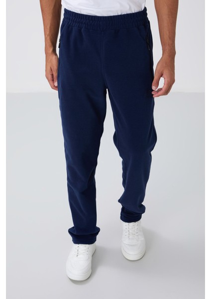 İndigo Dik Yaka Basic Fermuar Cepli Standart Kalıp Erkek Polar Eşofman Takımı - 85193