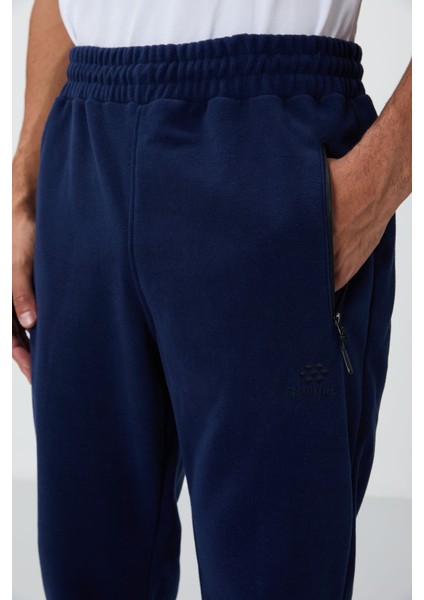 İndigo Dik Yaka Basic Fermuar Cepli Standart Kalıp Erkek Polar Eşofman Takımı - 85193