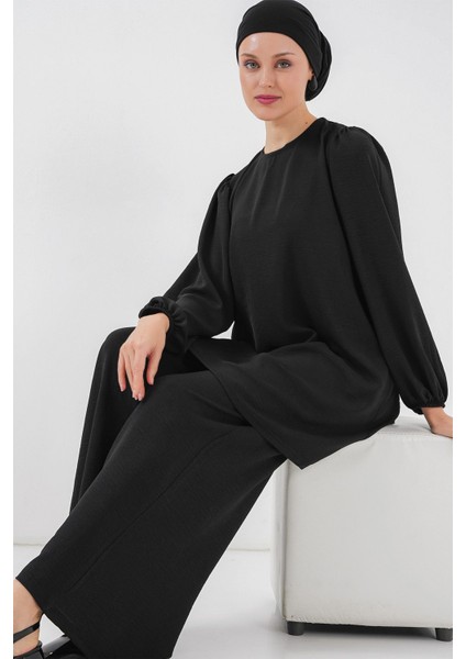 Kadın BDART Düzenli Yaka ve Uzun Kol İki Parça Koordinat Seti Siyah