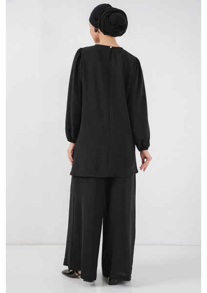 Kadın BDART Düzenli Yaka ve Uzun Kol İki Parça Koordinat Seti Siyah