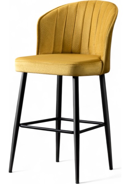 Rubi Bar Sandalye - Babyface Sarı - Siyah Metal Ayak