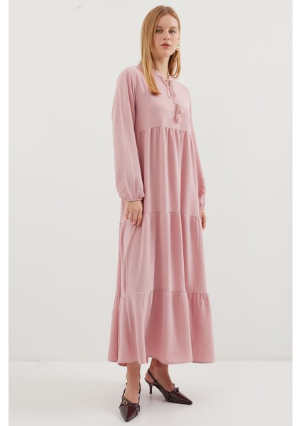 Kadın BDART Fiyonk Bağcıklı Maxi Elbise Pink