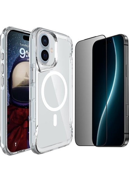 iPhone 17 Kılıf Zore M-safe Şarj Özellikli T-Max M-safe Kapak + Hayalet Ekran Koruyucu