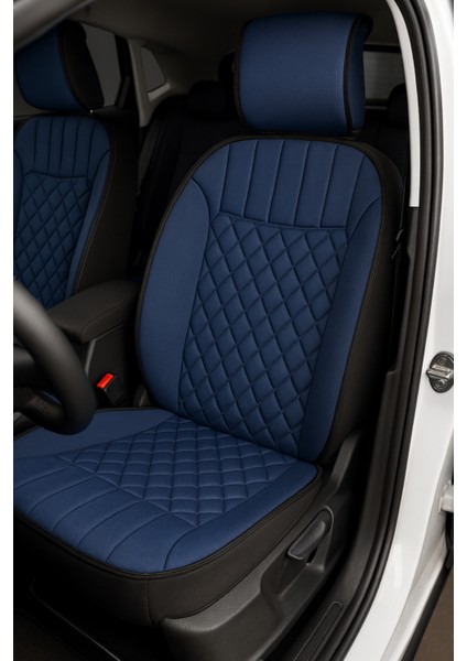 Bmw 6 Serisi F12 Cabrio 2012 ve Sonrası Uyumlu Oto Koltuk Minderi Ergonomik Elegance 2'li Lüks Set Mavi