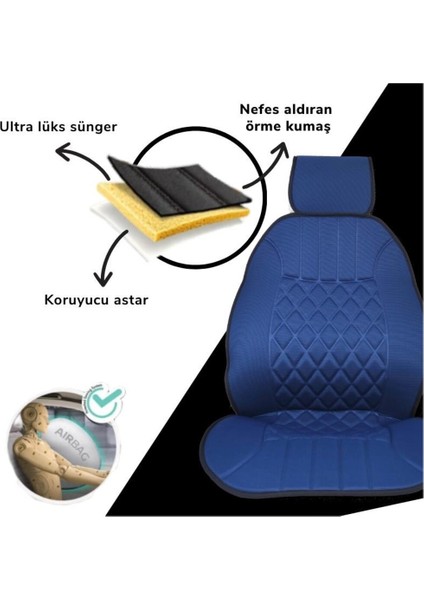 Bmw 6 Serisi F12 Cabrio 2012 ve Sonrası Uyumlu Oto Koltuk Minderi Ergonomik Elegance 2'li Lüks Set Mavi fiyatları