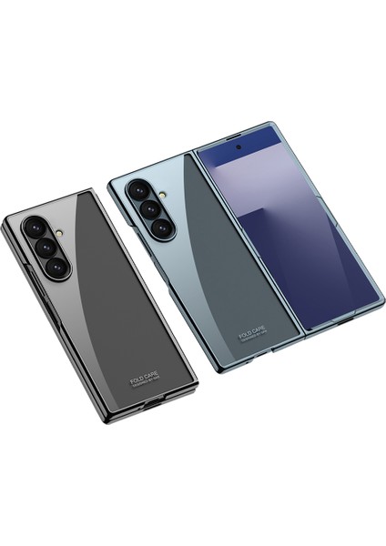 Galaxy Z Fold 7 Kılıf Zore Full Camlı Kıpta Kapak - Gri-Yeşil