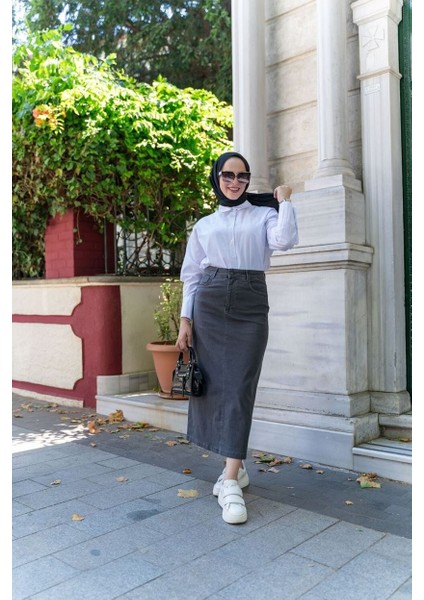 Ara Boy Likralı Gabardin Etek Antik Antrasit modelleri