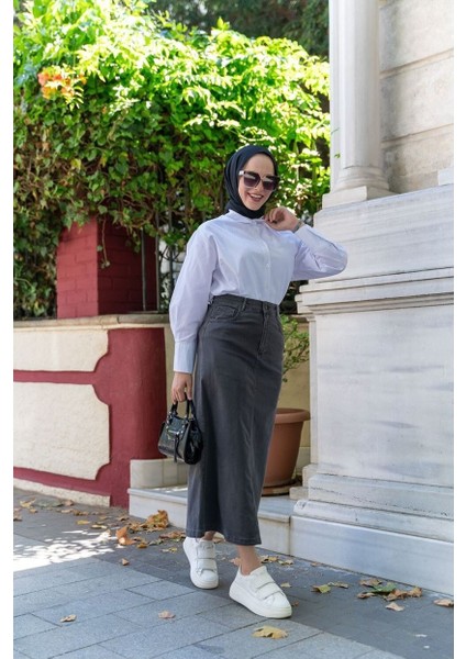 Ara Boy Likralı Gabardin Etek Antik Antrasit fırsatları