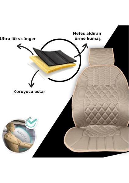 Renault Clio 2 Hb Uyumlu Oto Koltuk Minderi Ergonomik Elegance 2'li Lüks Set Gri fiyatları
