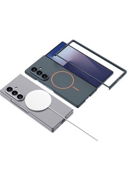 Galaxy Z Fold 7 Kılıf Wireless Şarj Özellikli Zore Kıpta M-Safe Kapak - Lacivert