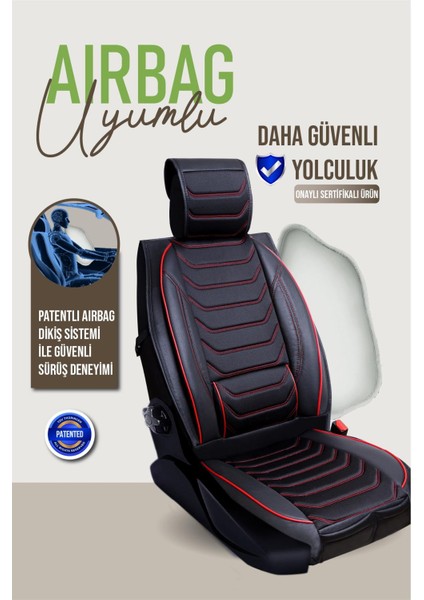Chevrolet Hhr Uyumlu Oto Koltuk Kılıfı Deri, Kumaş Elegance Siyah Kırmızı modelleri