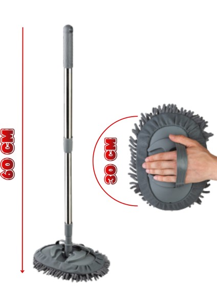 Mikrofiber Araba Yıkama Fırçası Uzun Saplı Detay Fırçası Oto Mopu- Temizlik Bezi Hediyeli fiyatları