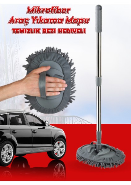 Mikrofiber Araba Yıkama Fırçası Uzun Saplı Detay Fırçası Oto Mopu- Temizlik Bezi Hediyeli modelleri
