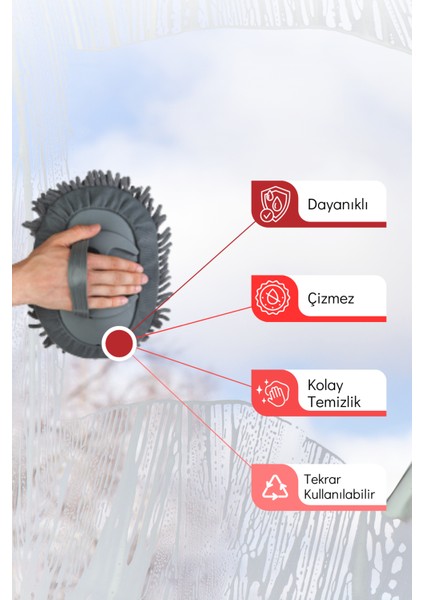 Mikrofiber Araba Yıkama Fırçası Uzun Saplı Detay Fırçası Oto Mopu- Temizlik Bezi Hediyeli fırsatları