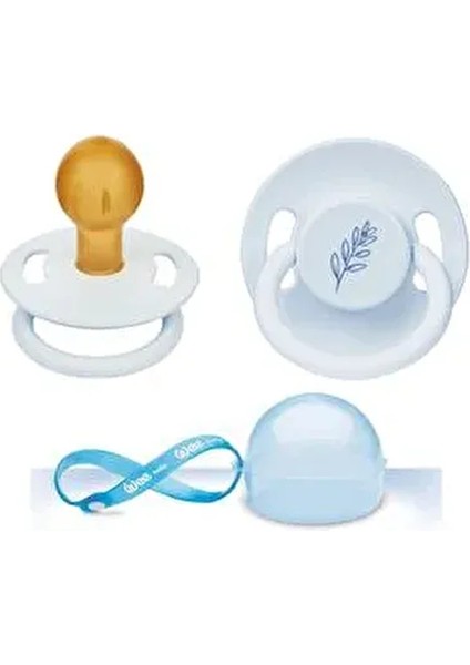 Pure Kauçuk Uçlu Emzik Seti ve Emzik Saklama Kabı 0 - 6 Ay İçin Kullanıma Uygun