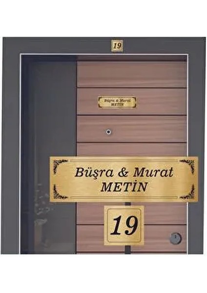 Goldd Renk Daire Kapı Isimliğii