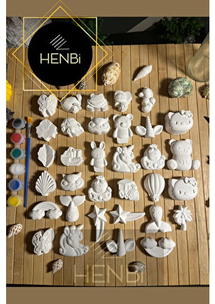 33 Adet Taş Boyama Seti Anne ve Çocuklar İçin Beyaz Renkli Eğlenceli Aktivite