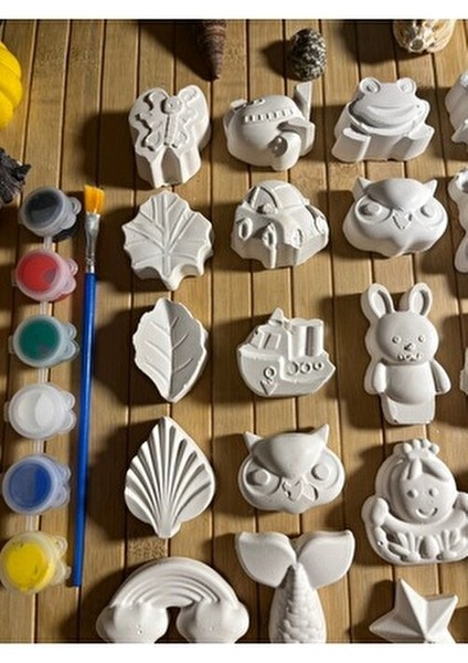 33 Adet Taş Boyama Seti Anne ve Çocuklar İçin Beyaz Renkli Eğlenceli Aktivite fırsatları