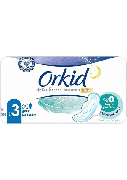 Extra Hassas Koruma Gece Hijyenik Ped 6'li x 3 Adet