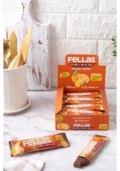 Vitamin & Meyve Bar - Portakallı ve Zencefilli 35 gr x 12 Adet modelleri