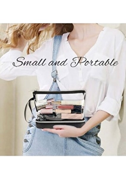 Şeffaf Iki Bölmeli Makyaj Çantası