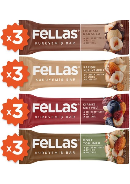 Kuruyemiş Bar Karışık Paket 30 g x 12 Adet (4 Çeşit) fiyatları