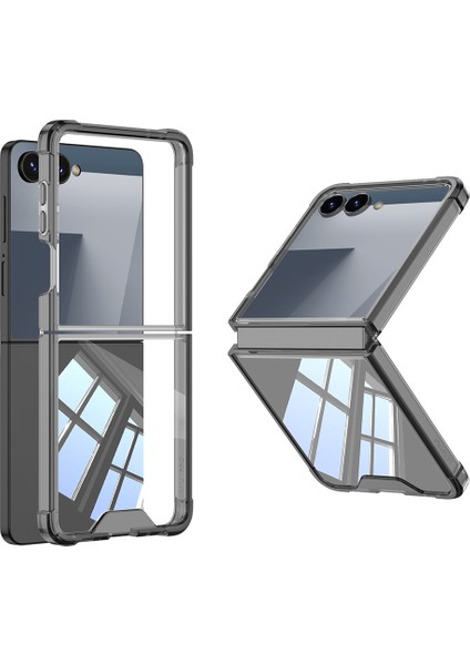 Galaxy Z Flip 7 Kılıf Zore Full Camlı Kıpta Kapak - Siyah